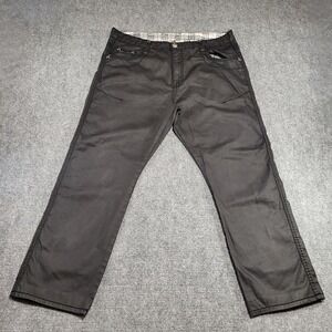 Vintage K-1 Brand Wax-Coated Dragon Embroidered Black Denim Jeans Men's Size 42